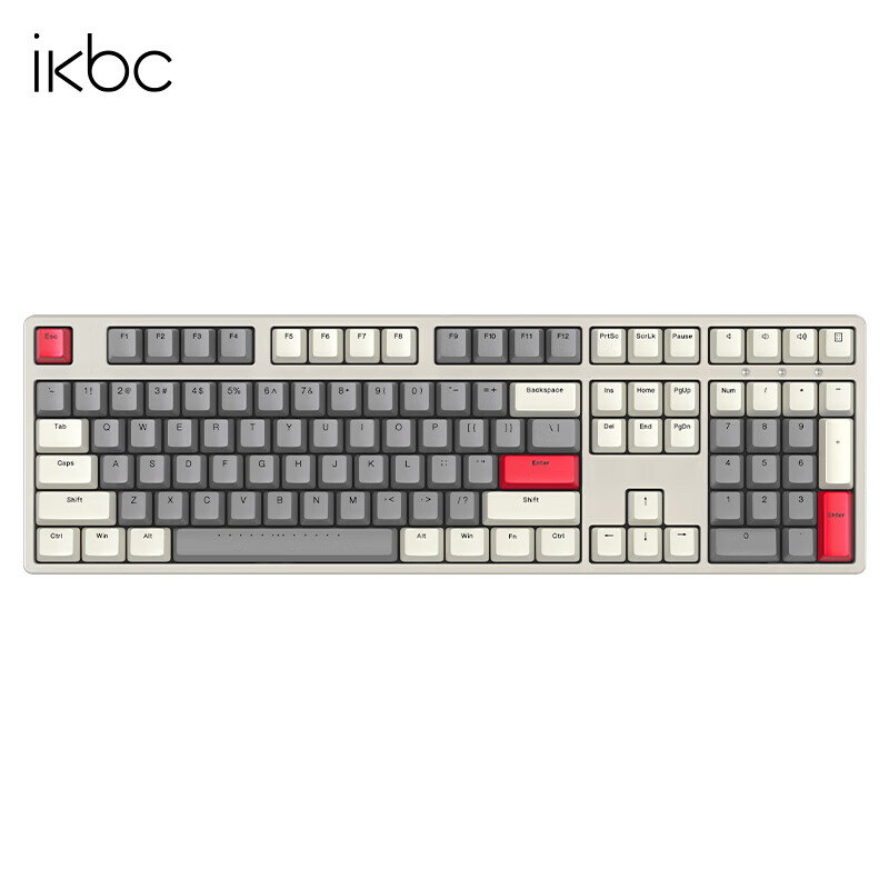 ikbc经典系列机械键盘游戏樱桃cherry87轴电脑外设笔记本数字电竞办公外接有线无线可选 C210时光灰有线108键红轴
