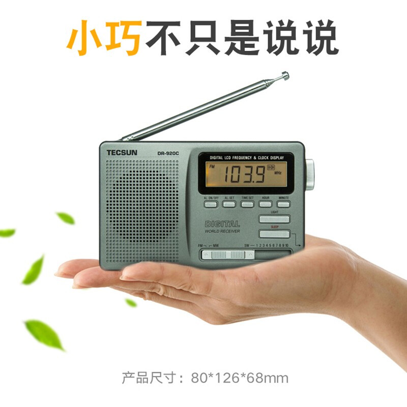 德生（Tecsun）DR-920C 收音机 全波段 老人便携收音机 半导体 高考英语四六级校园广播 数显（银灰色）