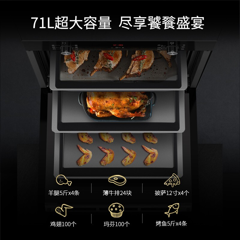 西门子(SIEMENS) 原装进口嵌入式烤箱家用71L大容量5种专业模式烘烤HB313ABS0W西门子蒸烤箱系列产品