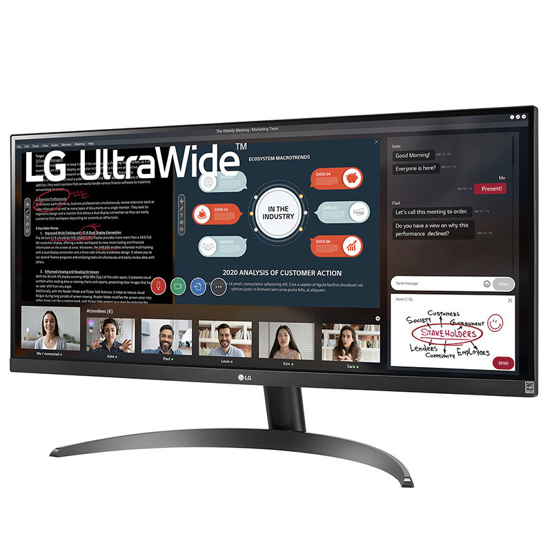 LG 29英寸 21:9 HDR IPS 高清 超宽带鱼屏 sRGB99% FreeSync 窄边 阅读模式 低闪屏 游戏显示器 29WP500 -B