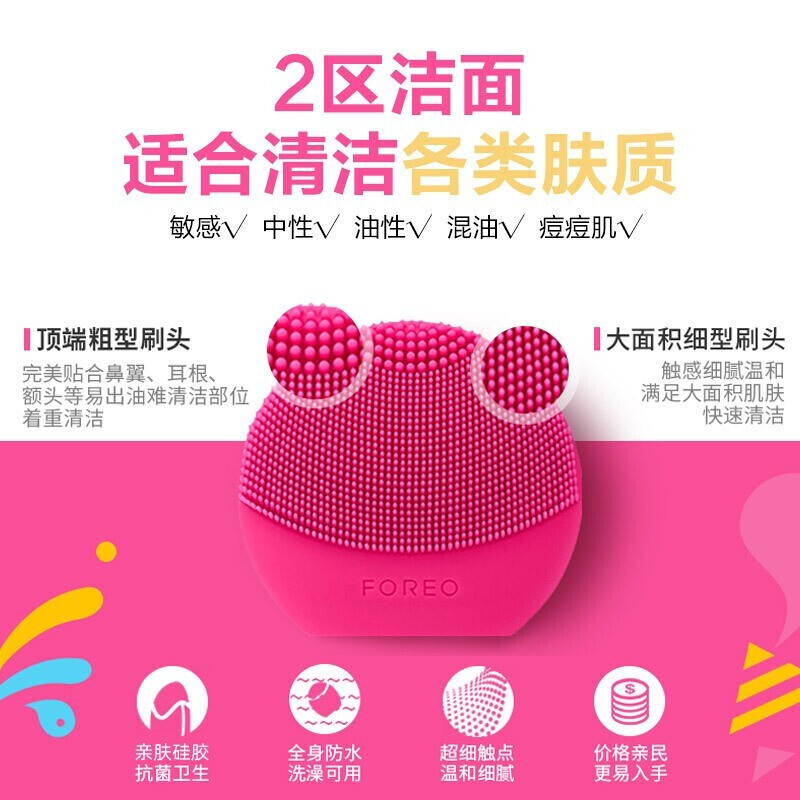 斐珞爾（FOREO）潔面儀 洗臉儀 美容儀 男女通用 可更換電池 露娜玩趣增強版 LUNA play plus 櫻桃紅