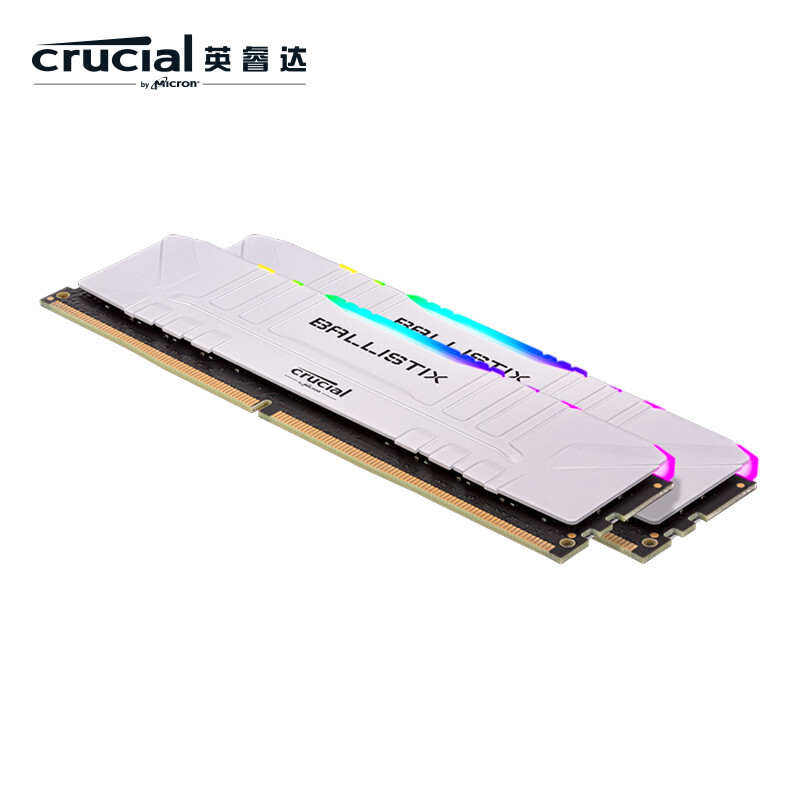 英睿达(Crucial)16GB(8G×2)套装 DDR4 3200频率 台式机内存条 Ballistix铂胜系列 RGB内存条 游戏内存 