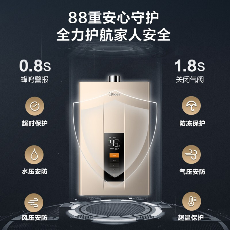 美的（Midea）13升零冷水燃?xì)鉄崴?天然氣 健康凈浴智能節(jié)能變升智能家電APP控制JSQ25-RD3 以舊換新