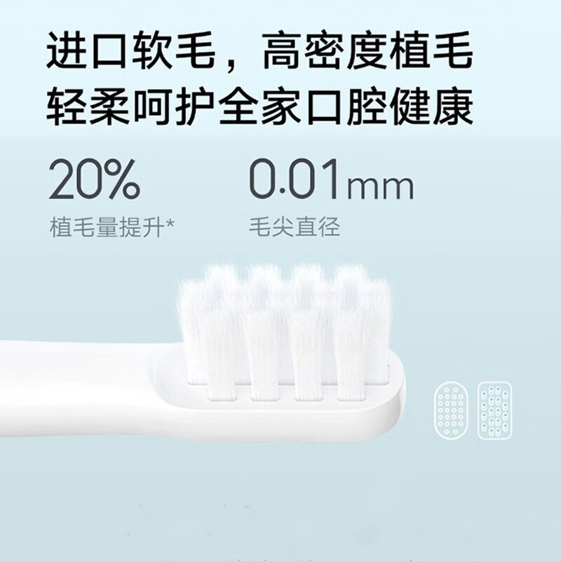 適配小米（MI）電動(dòng)牙刷頭3只裝細(xì)軟刷毛適用米家聲波電動(dòng)牙刷T100通用型 米家電動(dòng)牙刷頭東耐倫 （通用型)6支裝（T100）