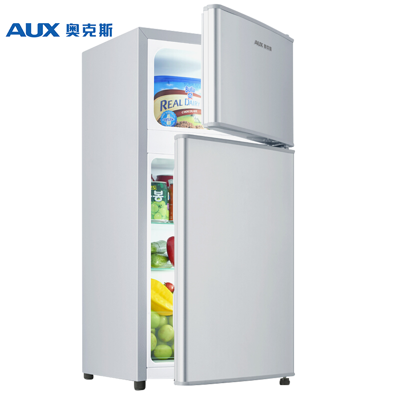 奥克斯（AUX）家用双门迷你小型冰箱 冷藏冷冻保鲜冰箱小 宿舍租房节能电冰箱 BCD-35K118 银色【升级款】