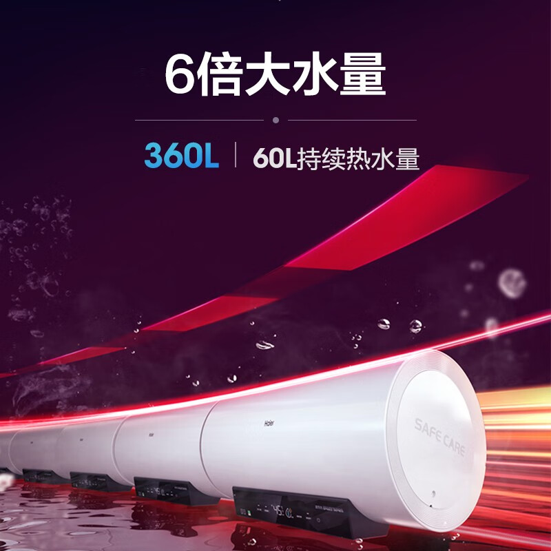 海尔（Haier）60升电热水器3000W大功率家用双管速热储水式APP智控健康可视化2.0安全防电墙EC6002-G7(U1)