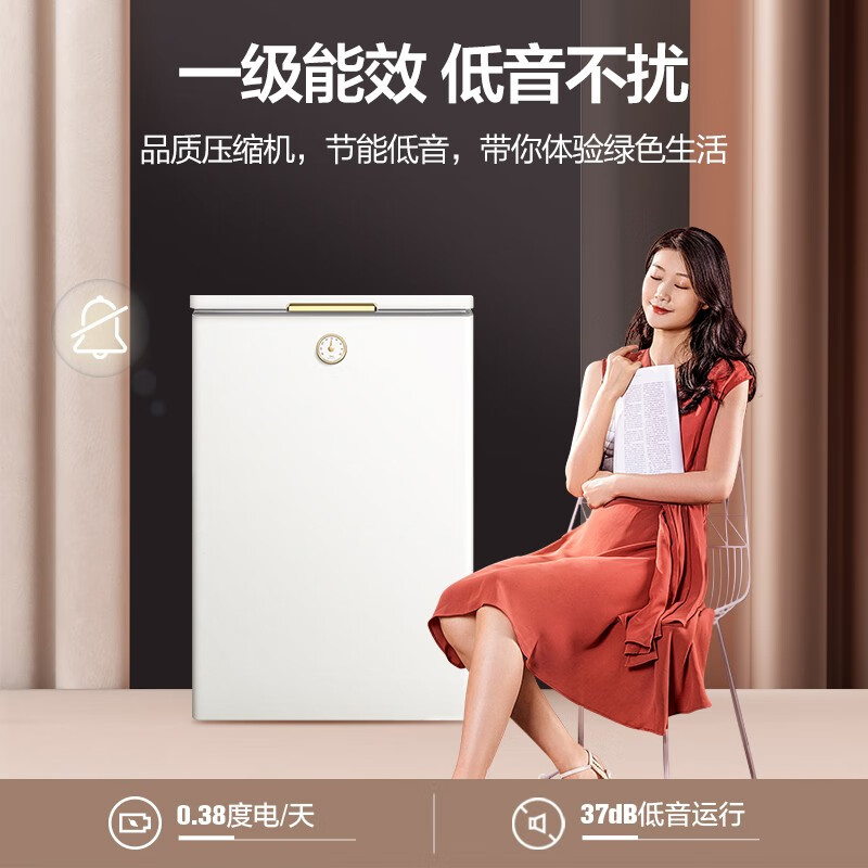 美的(Midea)【时光系列】100升 家用小冰柜 一级能效 单温母婴母乳小冷柜 BD/BC-100KMT(E)