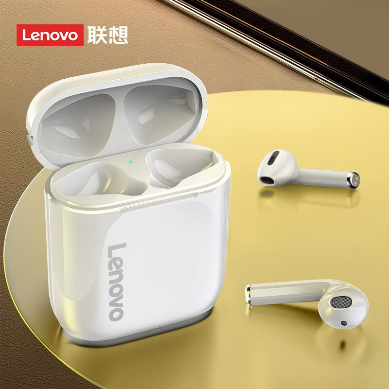 联想(Lenovo) LP2白色 真无线蓝牙耳机 半入耳式跑步运动耳机 重低音音乐耳机 通用苹果华为小米手机