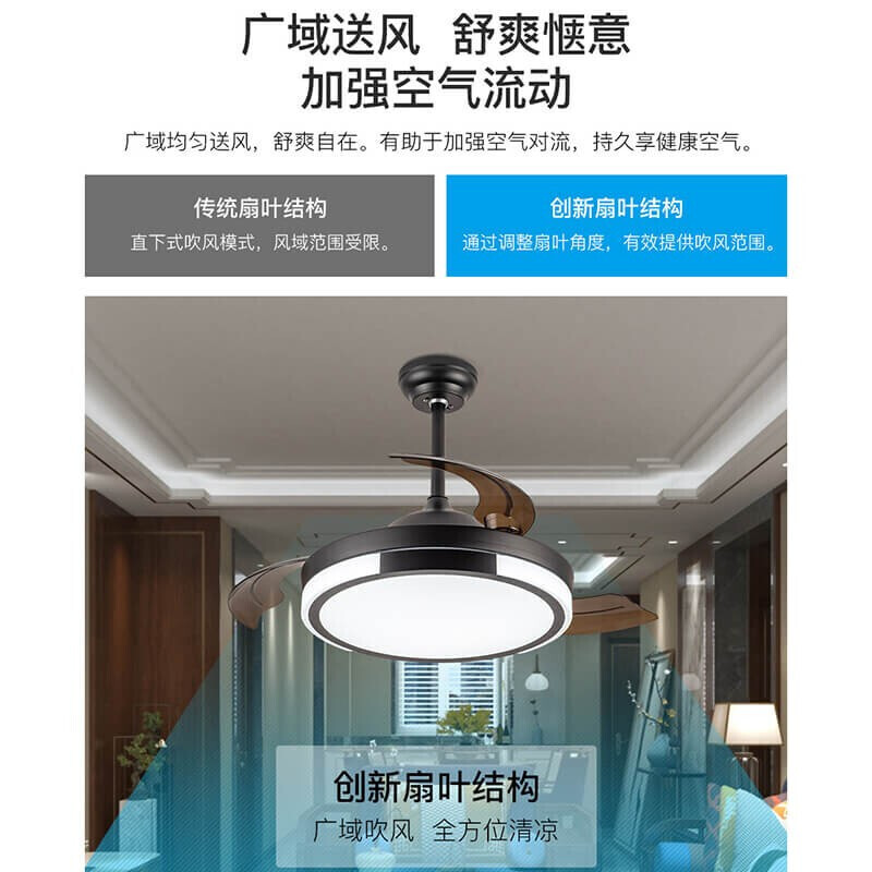 雷士（NVC） LED 风扇灯吊扇灯隐形客厅餐厅卧室现代欧式简约吊灯 黑白配色遥控灯具灯饰