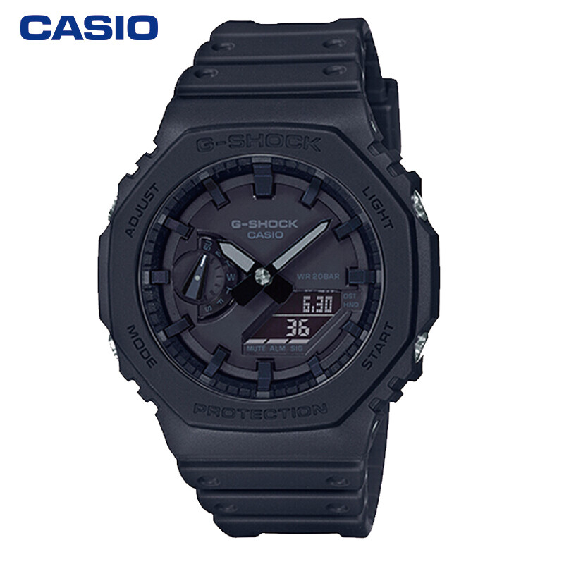 卡西欧（CASIO）手表 G-SHOCK YOUTH系列 【情人节礼物】防震防水双显薄款运动男士手表 GA-2100-1A1