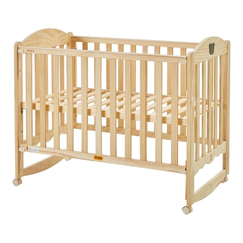 gb好孩子 婴儿床 实木环保多功能幼儿童床 可拼接大床两挡调节游戏摇床 原木色MC115/MC115-A