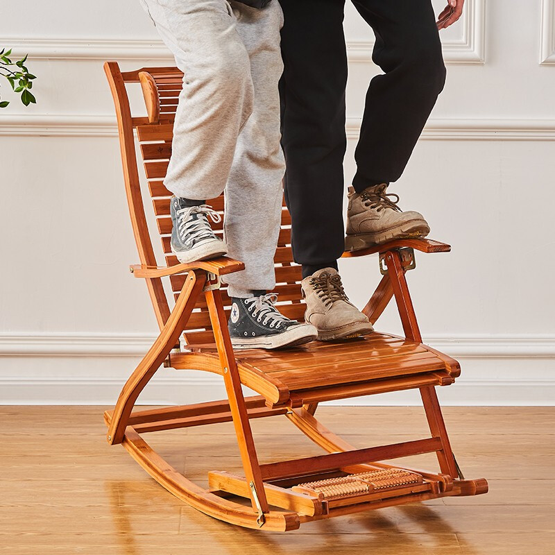 感受墨往 摇摇椅竹摇椅躺椅老人摇摇椅成人午睡椅藤椅户外乘凉折叠午