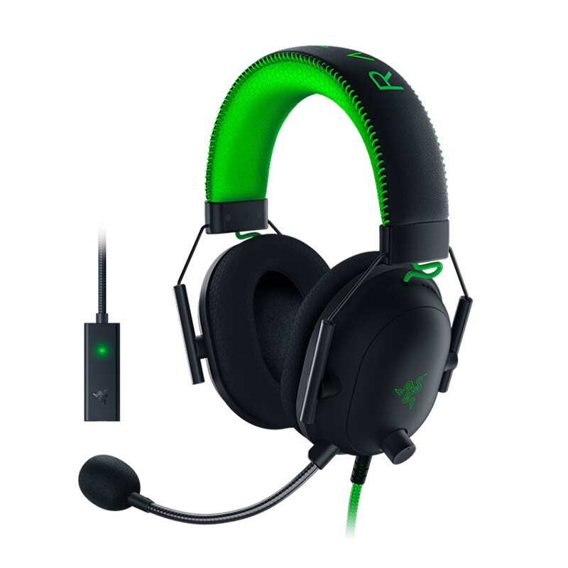 雷蛇 Razer 旋风黑鲨V2 SE特别版 头戴式 电竞游戏 麦克风 7.1环绕 听声辨位 游戏耳机