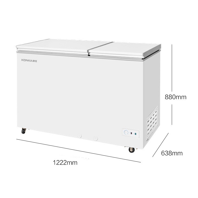 康佳（KONKA）295升 双门双温冰柜 家用商用 冷藏冷冻冷柜 大容量 节能顶开门卧式冰箱 BCD-295DZX