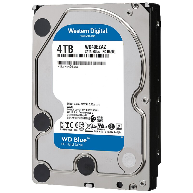 西部数据(WD)蓝盘 4TB SATA6Gb/s 256MB 台式机械硬盘(WD40EZAZ)