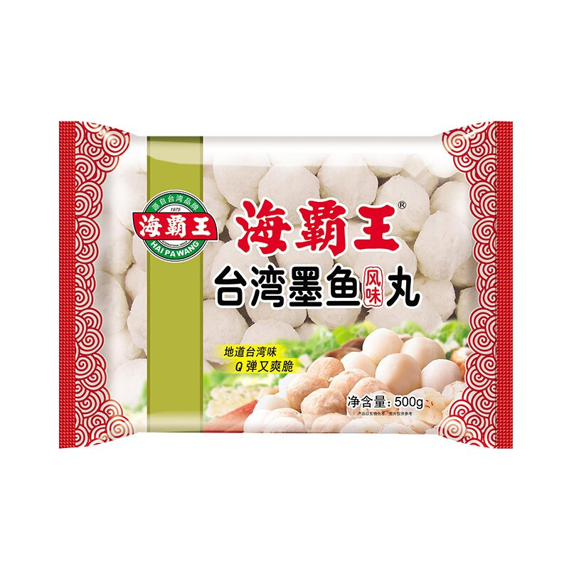 海霸王 臺(tái)灣墨魚風(fēng)味丸 500g 火鍋食材 火鍋丸子 燒烤食材 關(guān)東煮食材