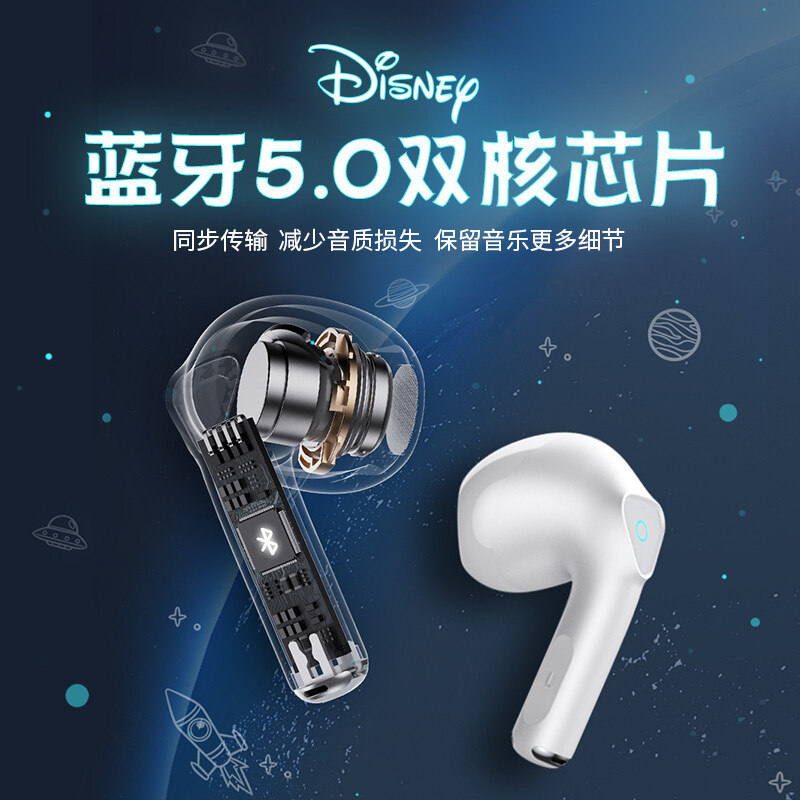 Disney/迪士尼联名F2无线蓝牙耳机运动型半入耳式typec充电2021年适用苹果华为男女士女生款降噪超强续航