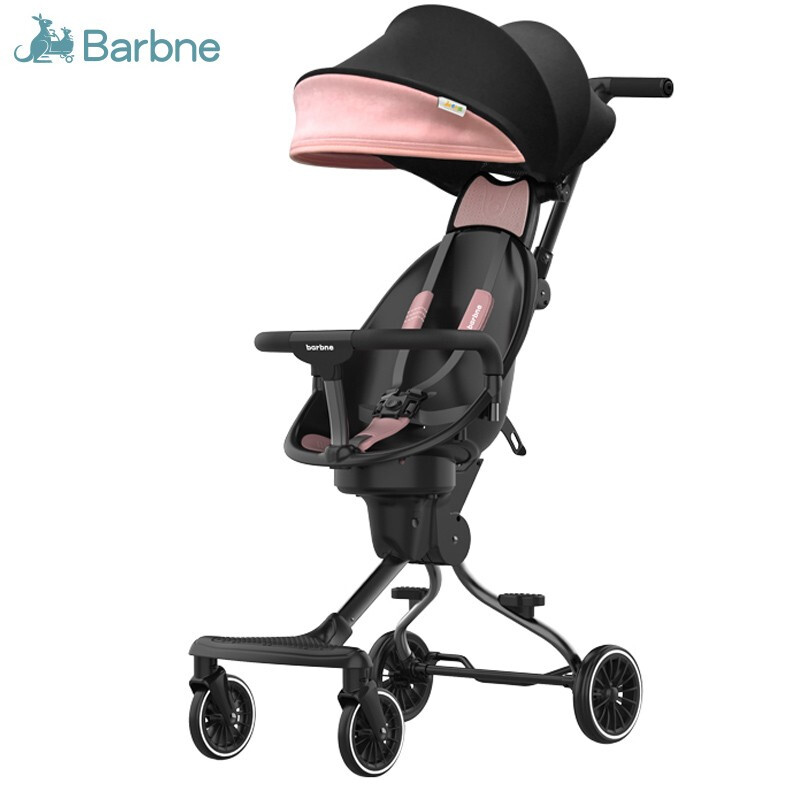巴巴泥（barbne）溜娃神器遛娃超轻便可折叠儿童双向手推车宝宝高景观婴儿车-V6 por 粉色