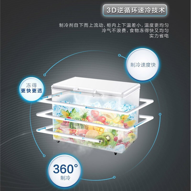 海爾（Haier）冰柜家用商用臥式大容量保鮮冷凍冷藏轉(zhuǎn)換冷柜 BC/BD-379HCM