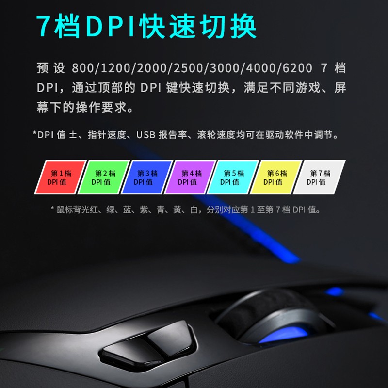 雷柏（Rapoo） VT30 有线鼠标 游戏鼠标 人体工程学 RGB背光 电竞鼠标 吃鸡鼠标 黑色