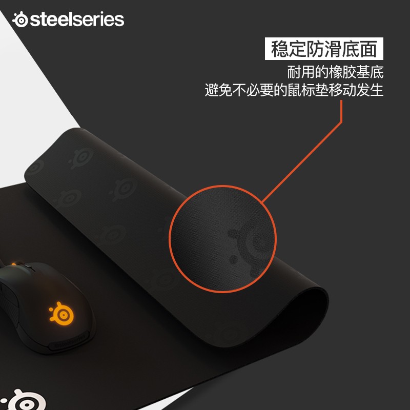 赛睿(SteelSeries)QcK Large(QcK+) 专业游戏鼠标垫 电竞鼠标垫 防滑橡胶基底 可水洗 轻薄版L(450*400*2)mm