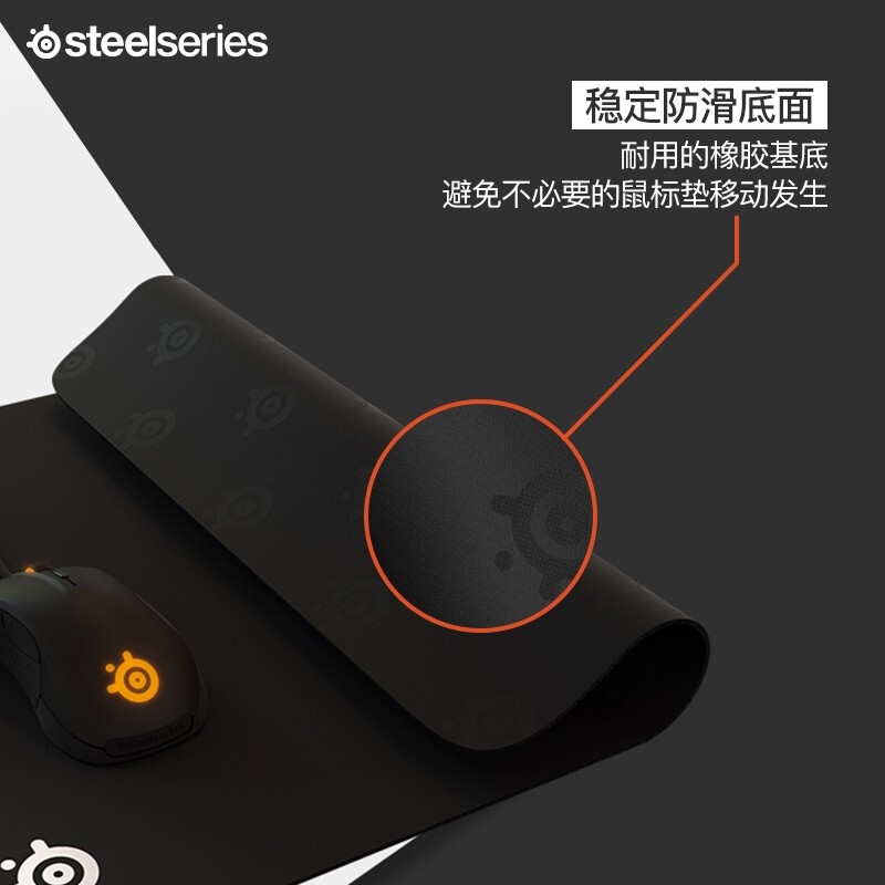 賽睿(SteelSeries)QcK Large(QcK+) 專業(yè)游戲鼠標(biāo)墊 電競鼠標(biāo)墊 防滑橡膠基底 可水洗 輕薄版L(450*400*2)mm