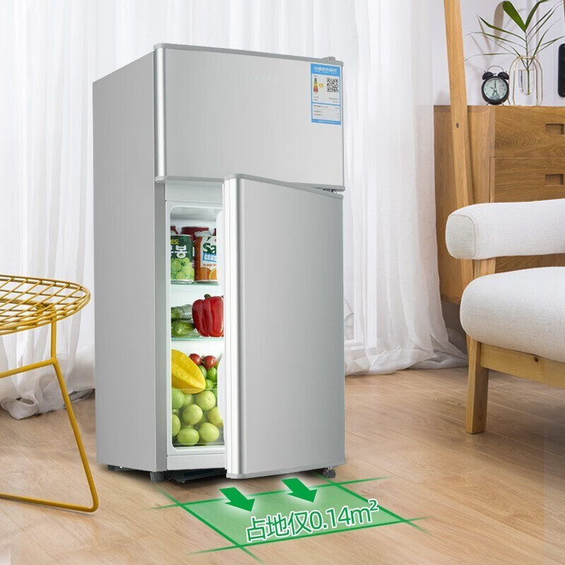 奥克斯（AUX）家用双门迷你小型冰箱 冷藏冷冻保鲜冰箱小 宿舍租房节能电冰箱 BCD-35K118 银色【升级款】