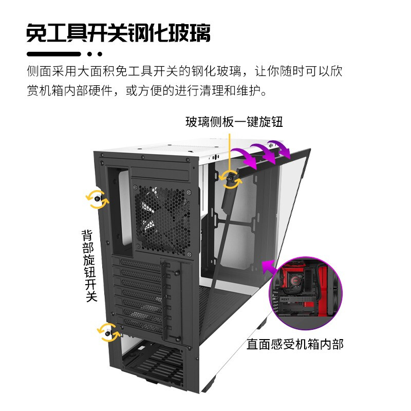 恩杰 NZXT H510i 白色 DIY中塔ATX机箱（前置USB-C/控制器升级/显卡垂直安装）