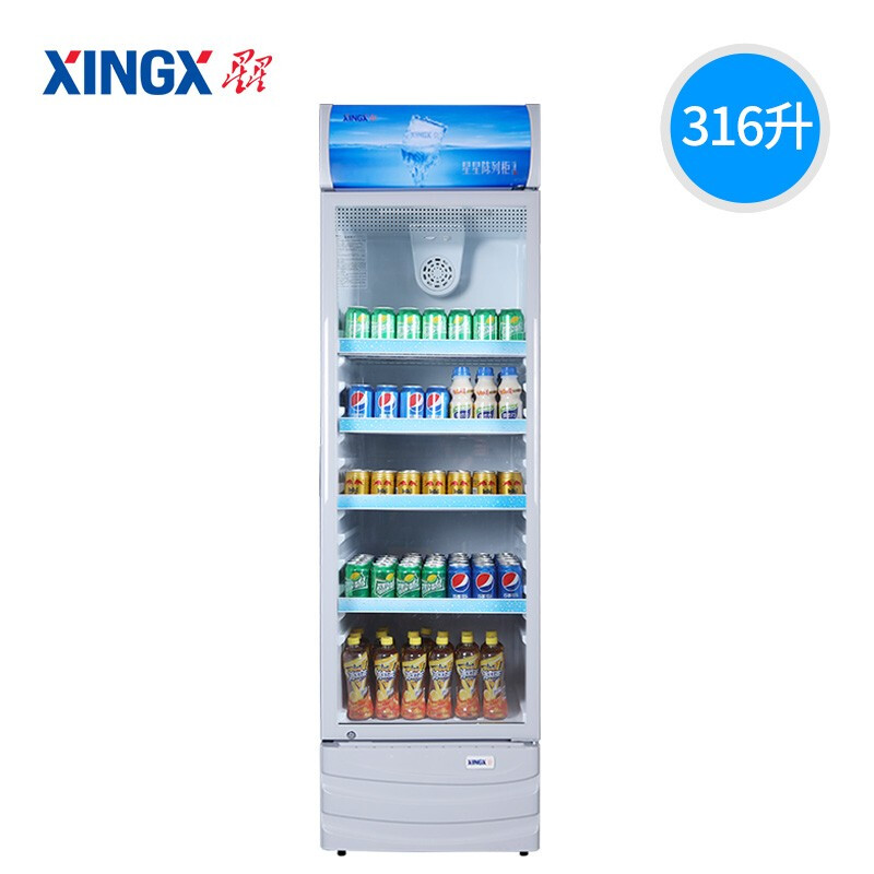 星星（XINGX） 316升 立式玻璃门冷柜 饮料陈列柜 商用冷藏冰箱（银灰色） LSC-316C