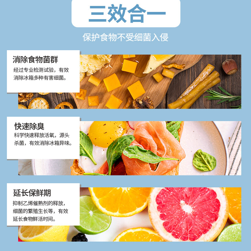 TIPON 德国汉朗 冰箱除味器消毒器鞋柜杀菌除异味冰箱净化器保鲜除味剂除臭除味盒子衣柜除甲醛除苯 白色【单电池】