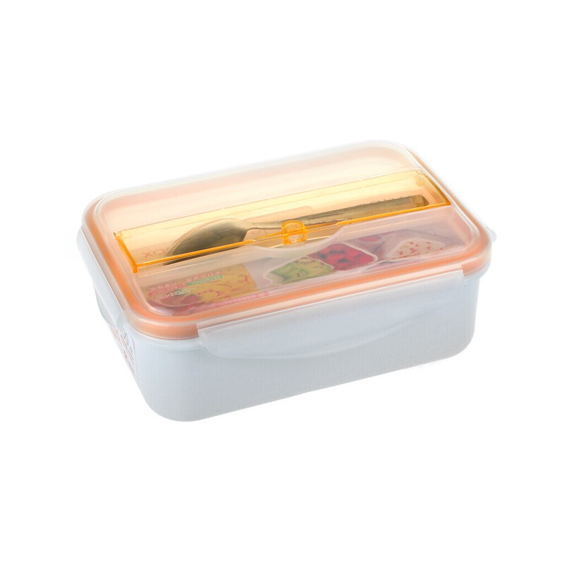 振兴 带饭勺双格饭盒可微波炉加热带饭盒水果盒便当盒单层（颜色随机）FH986
