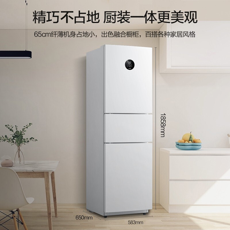 美的(Midea) 230升 新風(fēng)冷無(wú)霜家用小冰箱三門多門變頻節(jié)能鉑金凈味電冰箱智能家電BCD-230WTPZM(E)