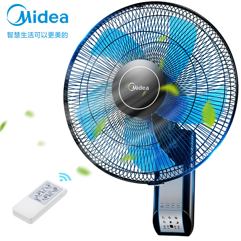 美的（Midea）五叶遥控壁扇挂壁式商居两用风扇节能低噪电风扇家用通风落地扇 FW40-11AR