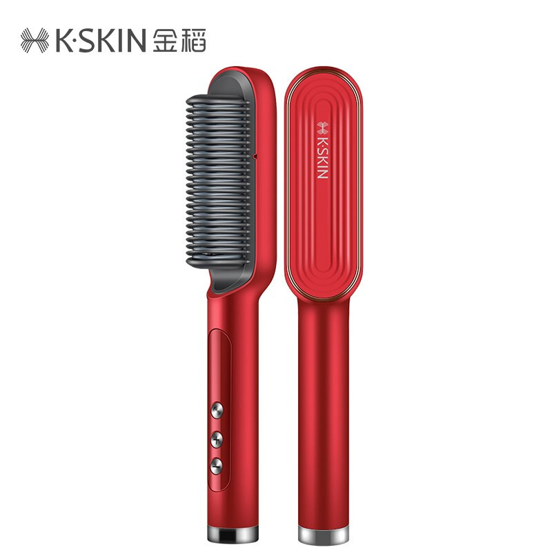 金稻（K-SKIN）负离子直发梳 卷发棒 卷直发器 卷直两用 直发梳夹板 美发护发梳子 60s快速造型梳 KD380K红色