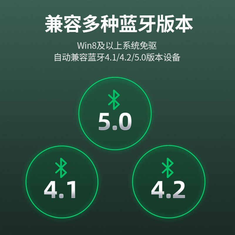 绿联USB蓝牙适配器4.0发射器兼容5.0音频接收器aptx免驱 PC台式机笔记本电脑接手机无线蓝牙耳机音响鼠标键盘