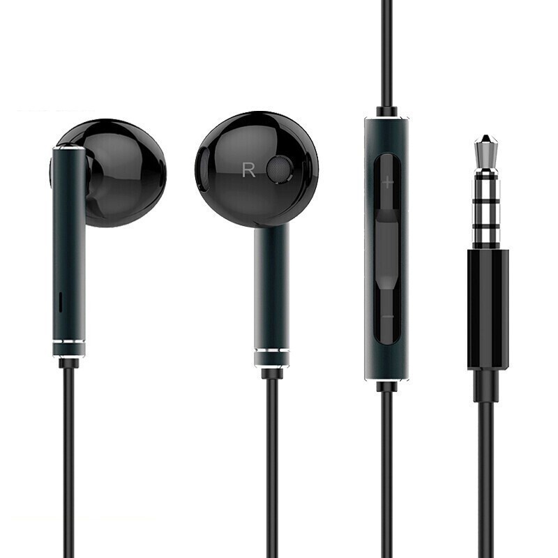 华为#原装正品AM116耳机高音质半入耳式3.5mm圆孔有线P30 Nova4/3安卓荣耀手机通用 黑色