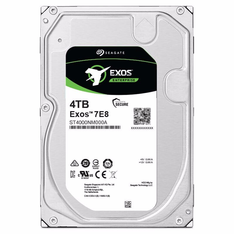 希捷(Seagate) 企业级硬盘 4TB 256MB 7200转 PMR CMR SATA 银河Exos 7E8系列(ST4000NM000A)