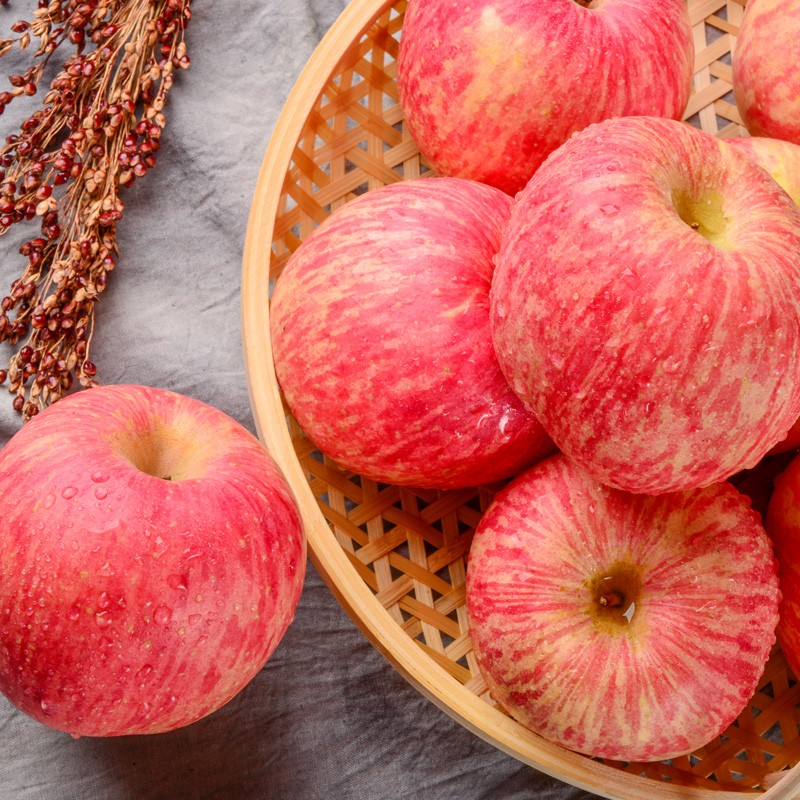 【绿色食品】山东烟台红富士苹果水果礼盒整箱新鲜 5斤净重80-85mm 一级大果