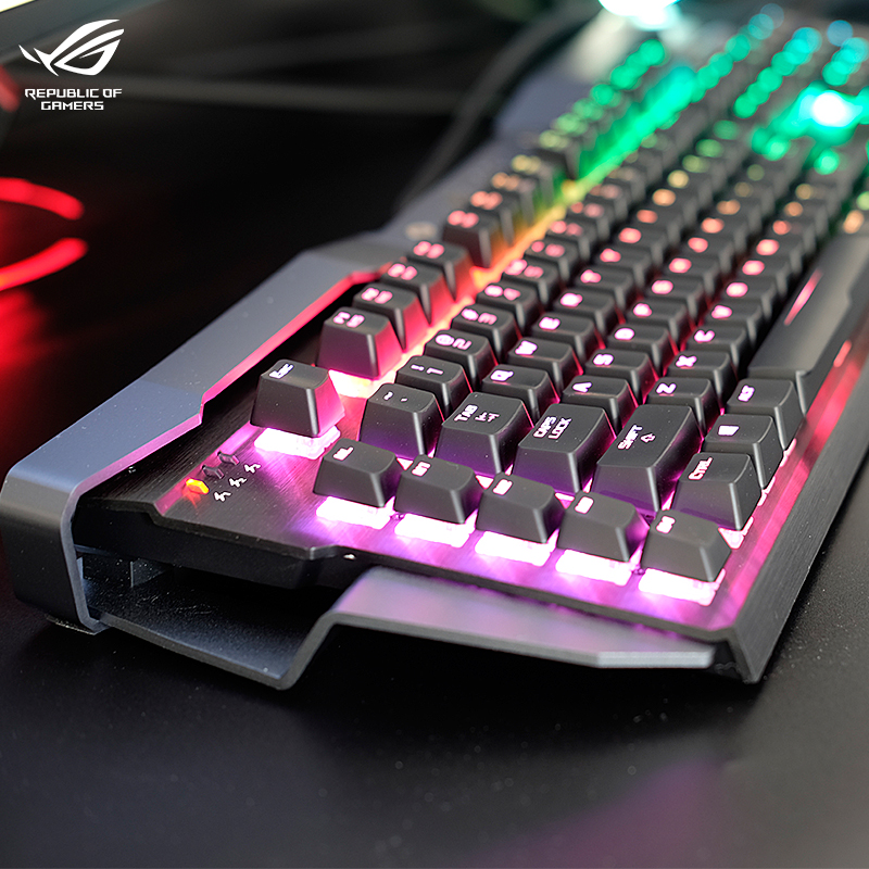 ROG狂战士 机械键盘 有线游戏键盘 cherry樱桃红轴 RGB背光 105键 带掌托 黑色