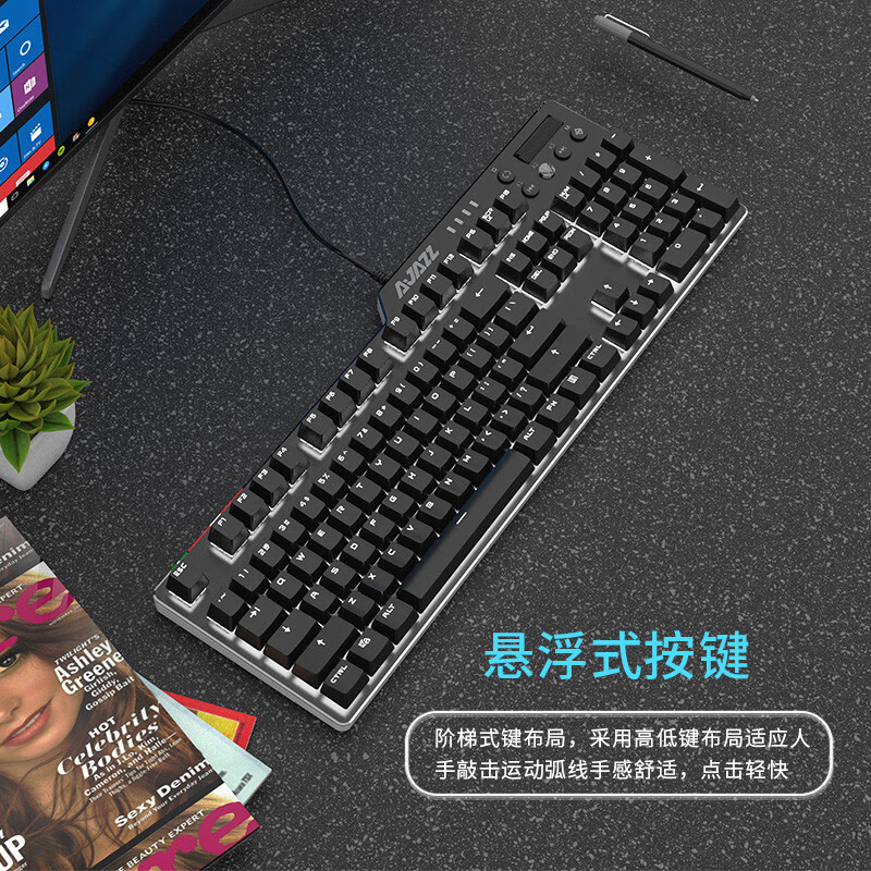黑爵（AJAZZ）刺客ⅡAK35I合金机械键盘 有线键盘 游戏键盘 110键白光 多媒体吃鸡键盘 电脑键盘 黑色黑轴