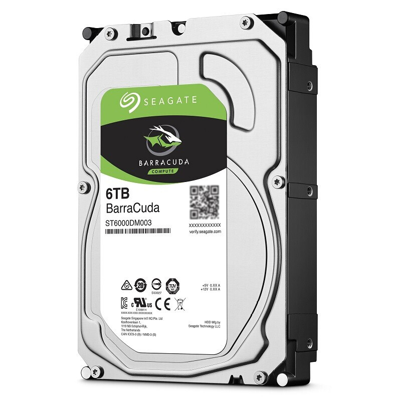 希捷(Seagate)6TB 256MB 5400RPM 台式机机械硬盘 SATA接口 希捷酷鱼BarraCuda系列(ST6000DM003)