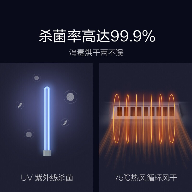 云米（VIOMI）55L家用小型迷你台式消毒柜 桌面碗筷餐具定时烘干消毒机 除菌99.999% 婴儿奶瓶保洁机ZTP55A-1