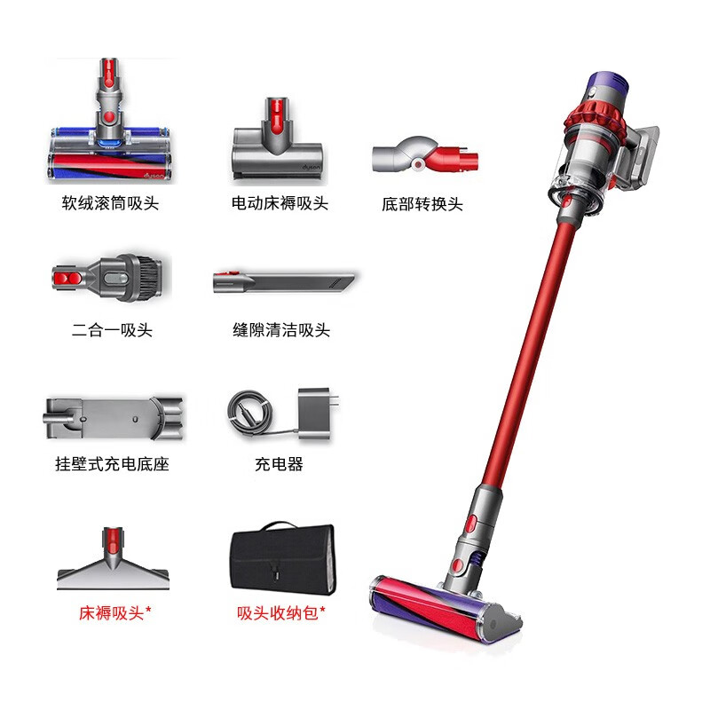 戴森 dyson V10 Fluffy Extra 無線手持吸塵器 家用強(qiáng)力無繩除螨寵物大功率吸塵器 V10 Fluffy Extra 5+1吸頭