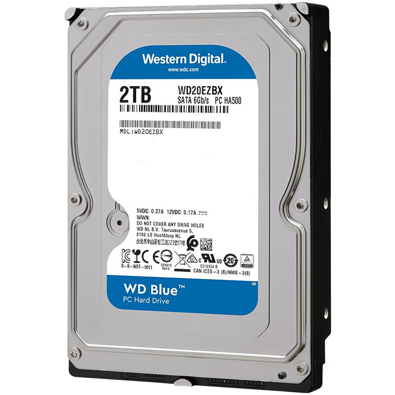 西部数据(Western Digital)蓝盘 2TB SATA6Gb/s 256MB 7200RPM 台式机械硬盘(WD20EZBX)