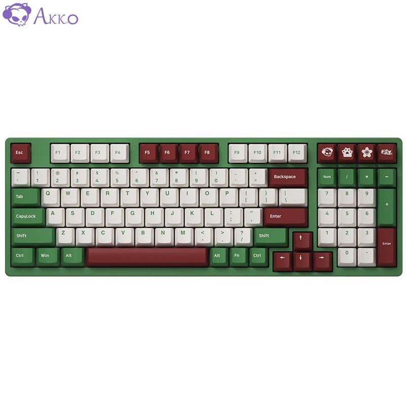 AKKO 3098 DS 红豆抹茶 机械键盘 有线键盘 游戏键盘 电竞 98键 全尺寸 无光 吃鸡键盘 AKKO V2粉轴