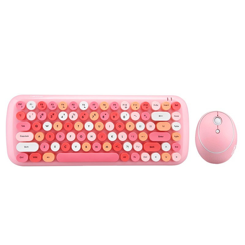 摩天手(Mofii)candy 无线键盘鼠标套装 圆形可爱粉色 家用办公无线打字 少女心笔记本外接键盘 粉色混彩