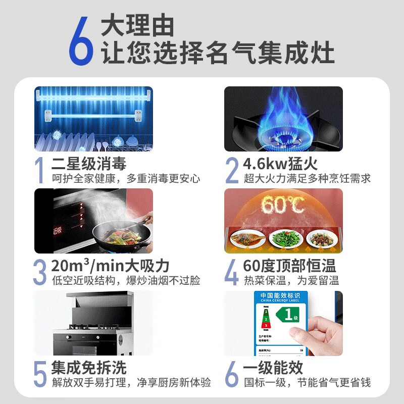 名氣（MQ）老板集團出品 集成灶一體灶大吸力油煙機灶具套裝消毒柜一體機一級能效二星級消毒FX12A 天然氣