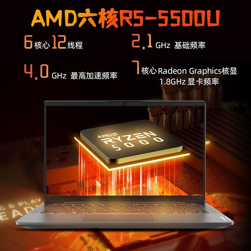 联想笔记本电脑IdeaPad15s 2021小新锐龙15英寸Air超轻薄全面屏高性能游戏商务办公本 六核新R5-5500U 8G 256G固态旗舰推荐