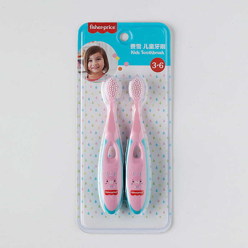 费雪（Fisher Price）儿童牙刷 宝宝牙刷 细软毛牙刷 口腔清洁 3-6岁 粉色 2支装