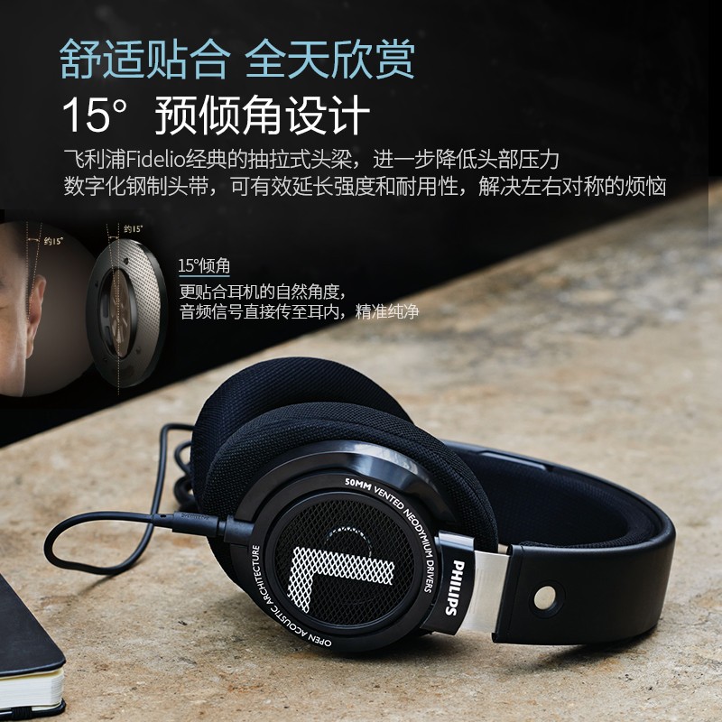 飞利浦（PHILIPS）头戴式耳机有线耳机hifi耳机监听耳机电竞游戏耳机SHP9500